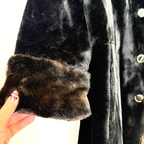 Borgazia by Russel Taylor Faux Fur Coat Black Brown Vintage 60s Luxe Old Money - Picture 3 of 7